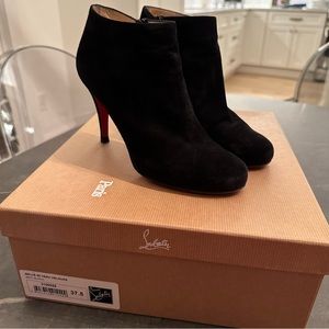 Christian Louboutin Belle 85 Veau Velours Black Suede Ankle Boot sz 37.5
